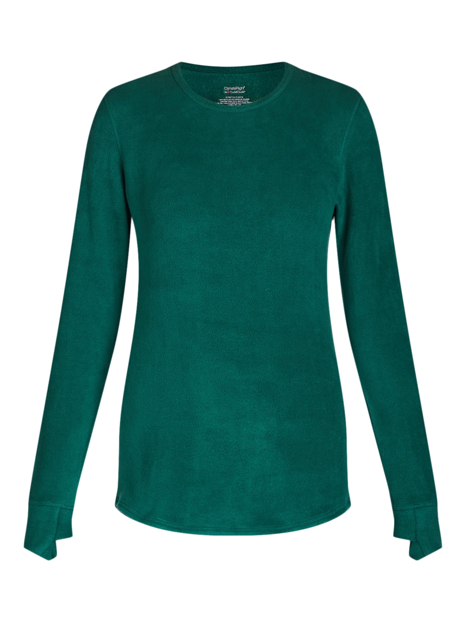 ClimateRight by Cuddl Duds Women's Warm Stretch Fleece Long Sleeve Crew Neck Thermal Base Layer Top, Sizes XS to 4X