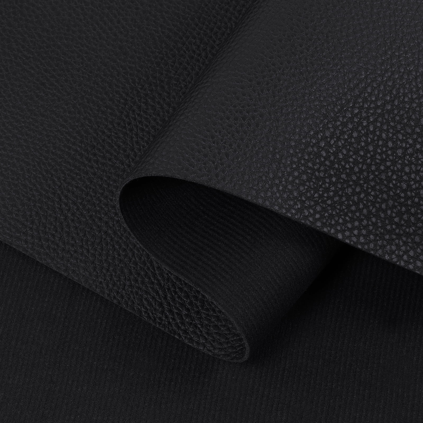 Faux Leather Synthetic Fabric, 1.6mm Thick Marine Vinyl Leather Fabric, Waterproof Material for Automotive,Boat,Headliner,Crafts, Chairs,DIY Sewing Black