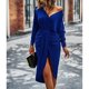 thumbnail image 2 of Vestido cruzado con escote en V, vestido cruzado con escote en V y dobladillo largo, vestido de fiesta de calidad profesional, 2 of 9