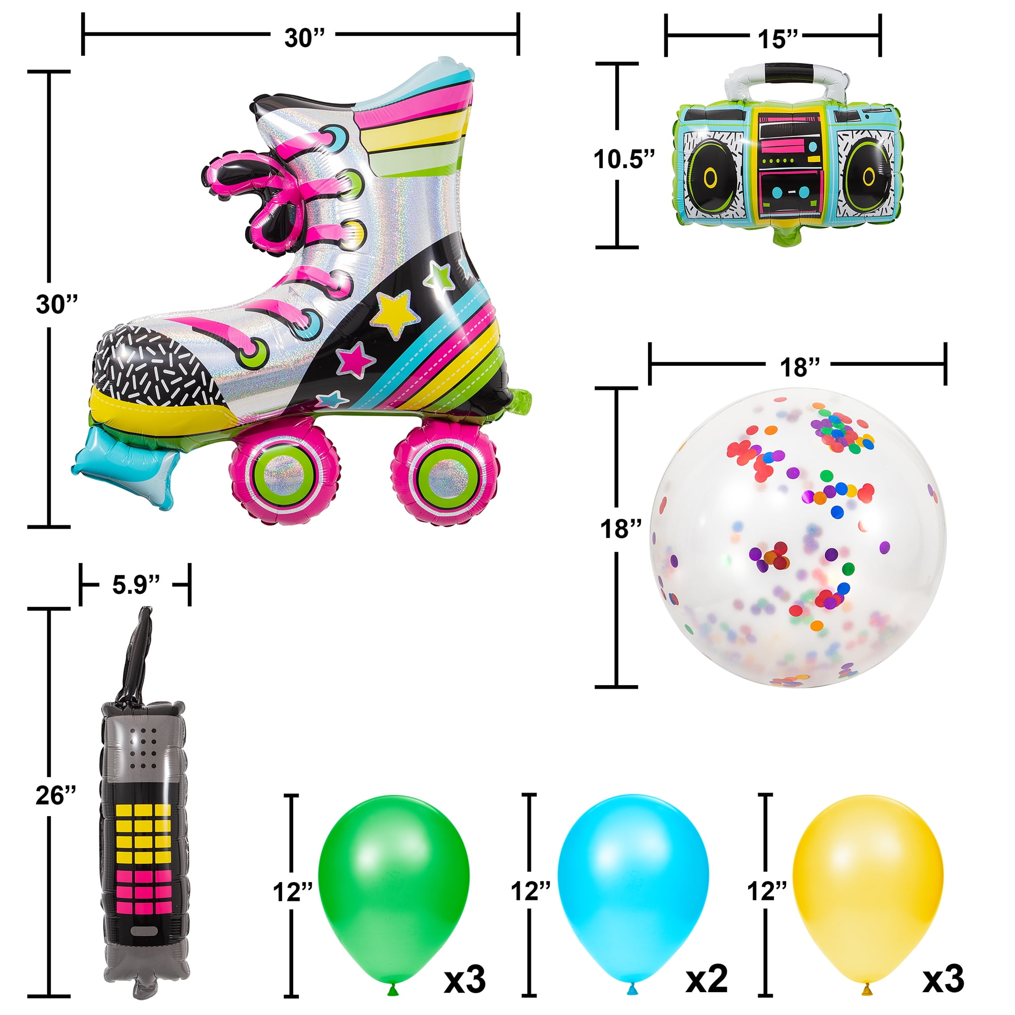 10 Count Retro Air-Filled Balloon Kit, Multicolor, by Way To Celebrate