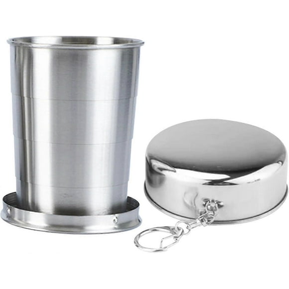 Collapsible Cup, Stainless Steel Camping Cup, Portable Collapsible Cup with Lid