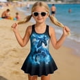 thumbnail image 3 of Uourmeti Girls' Lightning Horse Fantasy Print Skirted One-Piece Swimsuit - Quick Dry, Stretchy Swim Dress for Beach, Pool & Summer Vacations, 3 of 8