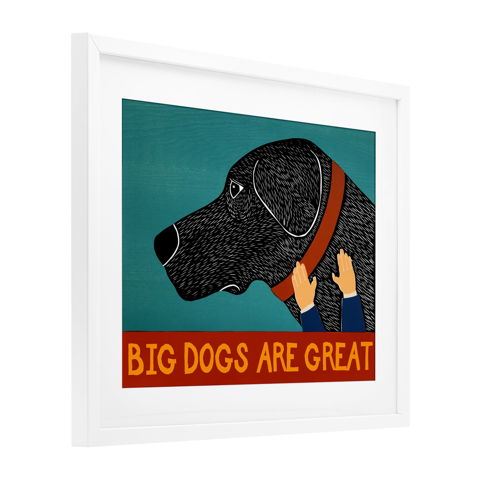 Big Dogs Are Great White Framed Print Under Glass, design by Stephen Huneck