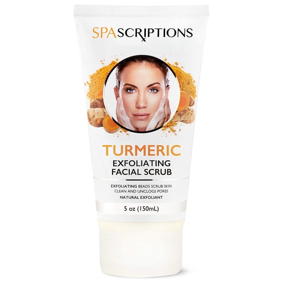 Exfoliante facial exfoliante de cúrcuma Exfoliante natural para limpiar el lavado facial de la piel - 5 oz. Limpieza Profunda y Rejuvenecedor