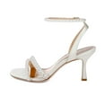 thumbnail image 4 of XYD Women's Pearl Kitten Heel Open Toe Sandals Silk Satin Rhinestone Bridal Prom Wedding Shoes Size 7 Ivory, 4 of 6