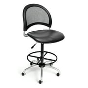 OFM Moon Series Model 336-VAM-DK Anti-Microbial/Anti-Bacterial Vinyl Armless Swivel Task Chair with Drafting Kit, Charcoal