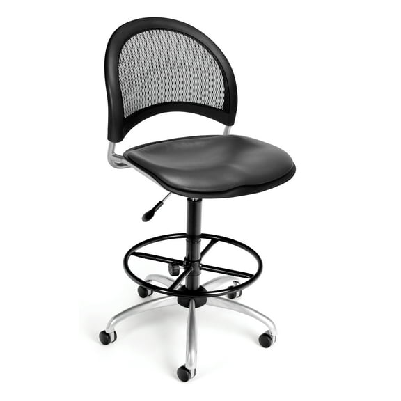 OFM Moon Series Model 336-VAM-DK Anti-Microbial/Anti-Bacterial Vinyl Armless Swivel Task Chair with Drafting Kit, Charcoal