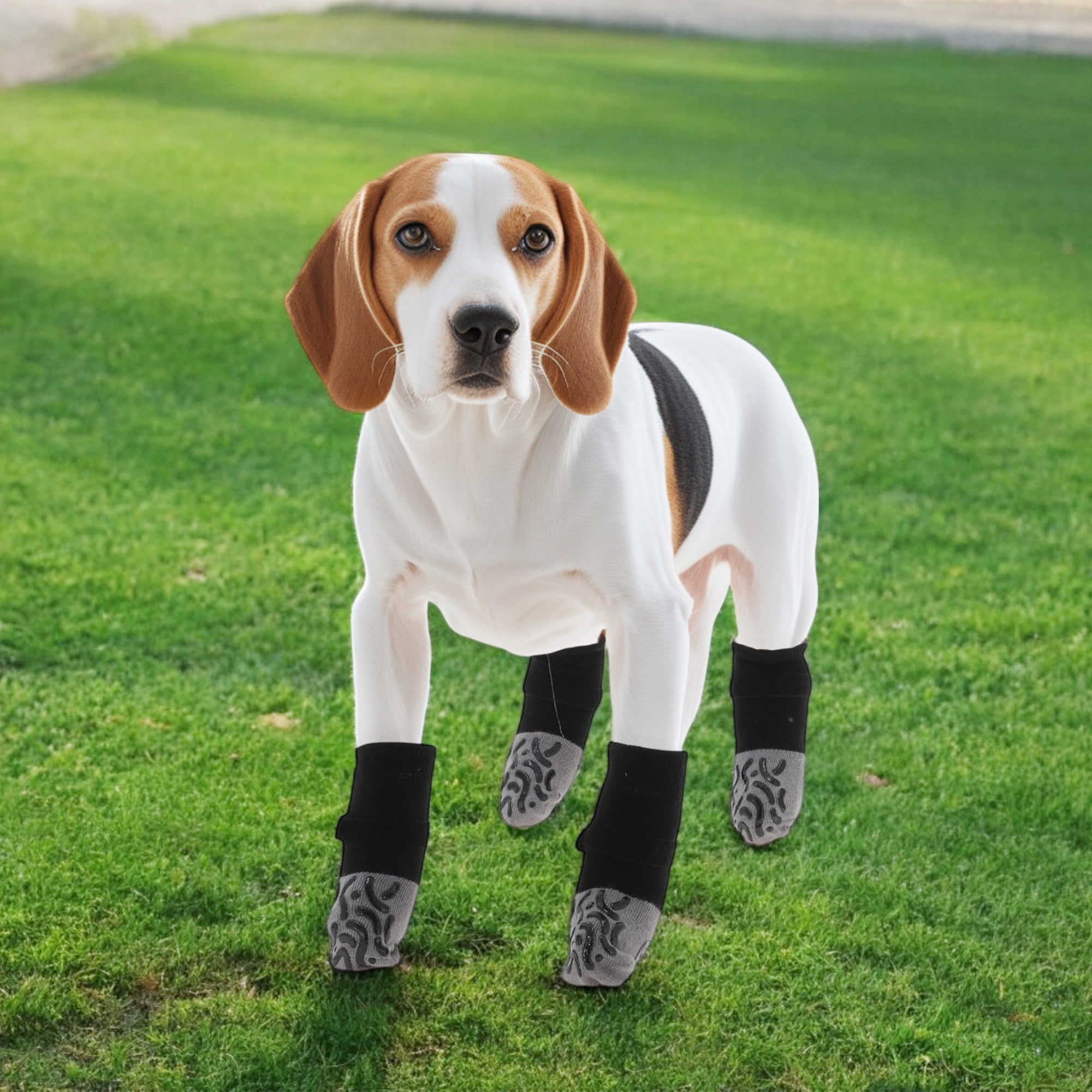 Unique Bargains 4 Pcs Non-Slip Multi-Use Dog Socks with Reflective Tapes Gray XS