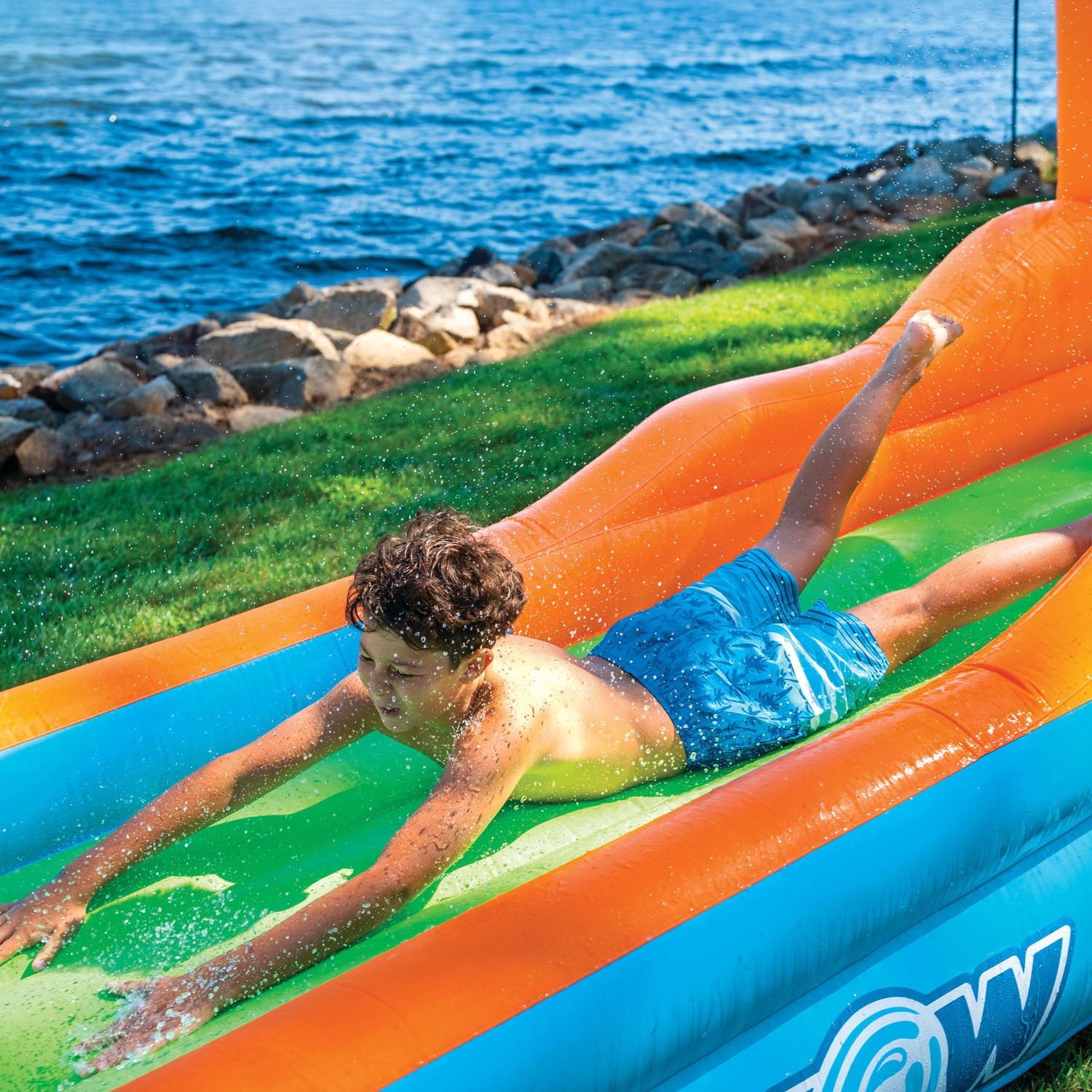 WOW Sports 30 Ft Super Slide Air Glide Inflatable Backyard Water Slide Fun