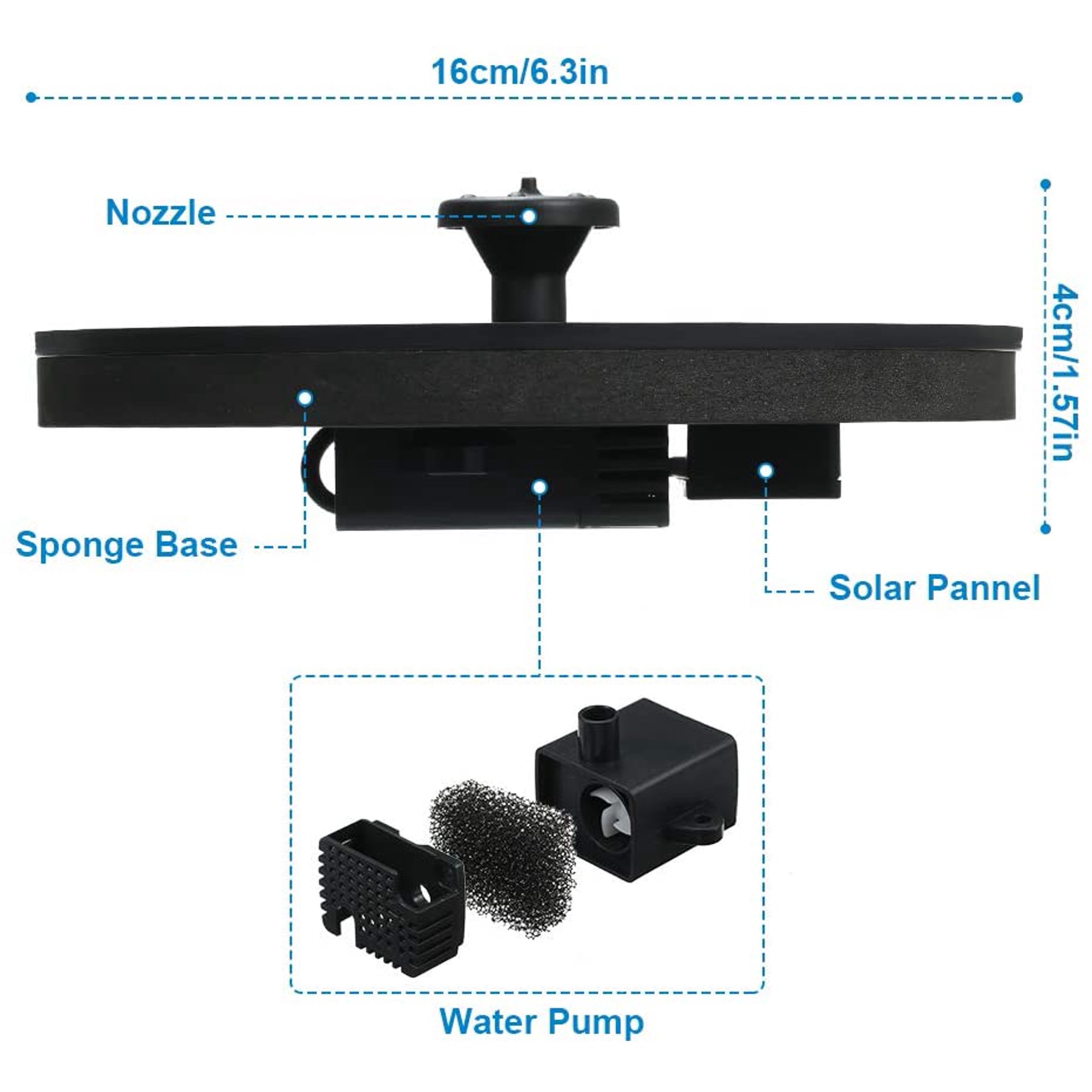 Fontaine Solaire 1,4 W Pour Jardin - Petite Pompe Solaire Extérieur 6 Effets - Idéale Bassin Oiseaux, Petit Étang, Aquarium
