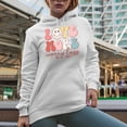 thumbnail image 2 of Retro Love More Worry Less, Groovy Text, Valentine's Day Gift, White Hooded Sweatshirt or Hoodie, XL, 2 of 5