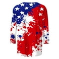thumbnail image 4 of VKOYWKM USA Flag Shirt for Women 3/4 Sleeve Independence Day Tops American Flag Red White and Blue Graphic Tees Crew Neck Loose Fit Memorial Day Gifts Blouses, 4 of 5