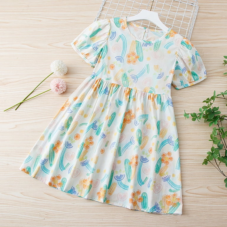 Gubotare Birthday Dress for Girls Baby Girl Dress Puff Short Sleeve Smocked Embroidery Plaid Dress Infant Toddler Girl Dresses (Mint Green,Size 18-24