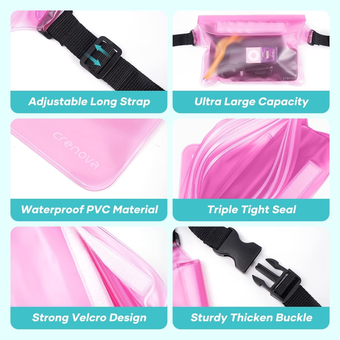 Waterproof Fanny Packs for Women, Sandproof Dry Bag for Beach, Water proof Pouch for Phone Passport Purse, Floating Waterproof Bags for Cruise Travel Water Park Boating Fishing Diving Surfing Kay
