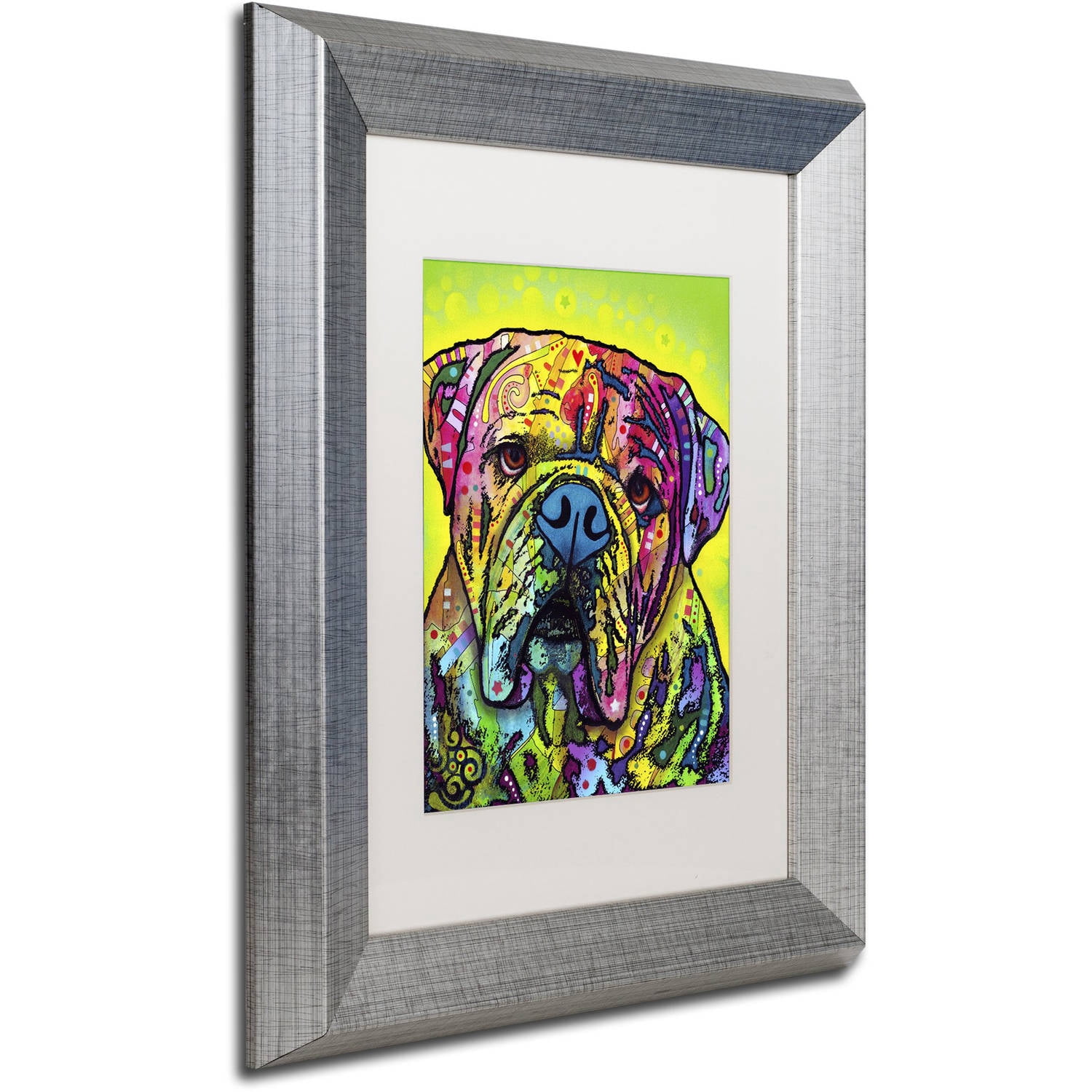 Trademark Fine Art "Hey Bulldog" Canvas Art by Dean Russo, White Matte, Silver Frame
