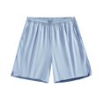 thumbnail image 2 of Shorts for Men Elastic-Waist Drawstring Solid-Color Loose Casual Pocket Short Blue XL, 2 of 5