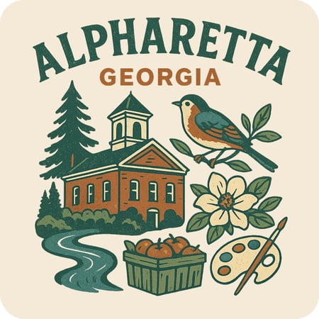 Alpharetta Georgia Keepsakes Souvenir Vinyl Sticker – Destination Travel Keepsake Collectible (3-Inches Wide)