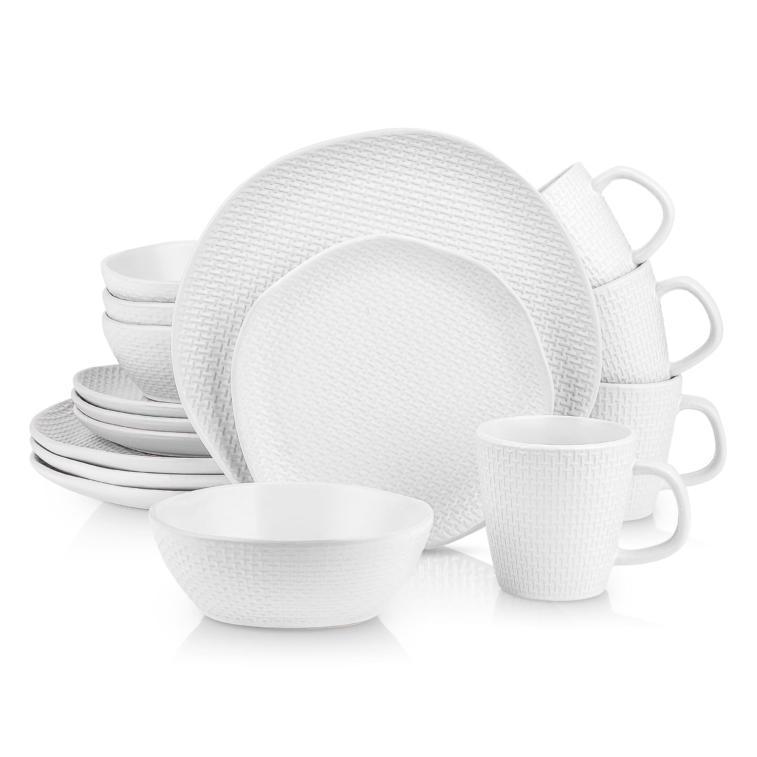 Stone Lain Abigail Stoneware Dish Set, 32Piece Dishes for 8, White