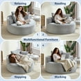 thumbnail image 6 of Aukfa Oversized Round Chaise Longue Chair Indoor, 56-inch Upholstered Corduroy Deep Seat Circle Cloud Sofa Chair, Gray, 6 of 8