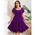 thumbnail image 3 of Vestido casual AZACHID de verano con doble volante para mujer, talla grande, 3 of 8
