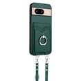 thumbnail image 6 of for Google Pixel 8 PU Leather Phone Case Cover, Classic Shoulder Strap Card Slots Shockproof Protective Ring Bracket Anti-scratch Ultra Slim Back Case for Google Pixel 8 - Green, 6 of 8