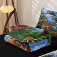 thumbnail image 6 of Homewish Wild Dino Zipper Full Size Comforter Sets with Fitted Sheet and 2 Pillowcases,Jungle Wildlife Zipper Bedding Set,Blue Green,Black Reversible,4pcs, 6 of 8