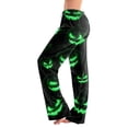 thumbnail image 2 of Womens Halloween Pajama Pants Skeleton Spider Web Drawstring Funny Pajama Pants Castle Ghost Elastic High Waist Horror Sleep Pants, L, 2 of 5