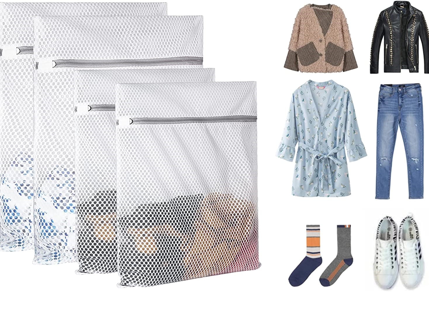 Roofei Laundry Mesh Bags, Zipper Mesh Laundry Bag for Washing Machine