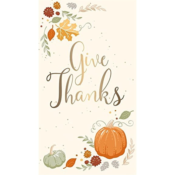 Evergreen Metallic Paper Guest Towel, 15 count, Give Thanks
