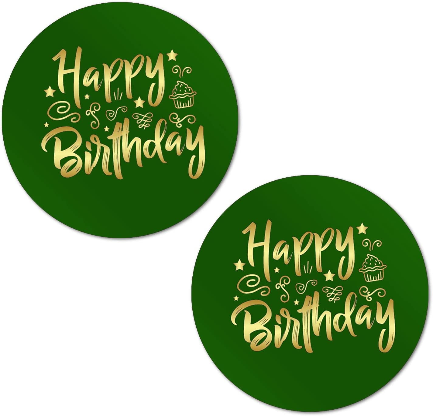 40 Happy Birthday Stickers, 2 Inch Big Round Glossy Labels, Great for