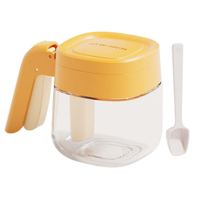 Hiroekza Large Capacity Flip Cover Seasoning Bottle with Handle - Versatile Kitchen Storage for Spices, Salt, Pepper & More - Durable & Practical Organizer - Kitchen Gadgets Orange