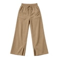 thumbnail image 6 of Levmjia Women Wide Leg Corduroy Pants High Waisted Drawstring Lounge Pants with Pockets Solid Color Casual Long Trousers, 6 of 7