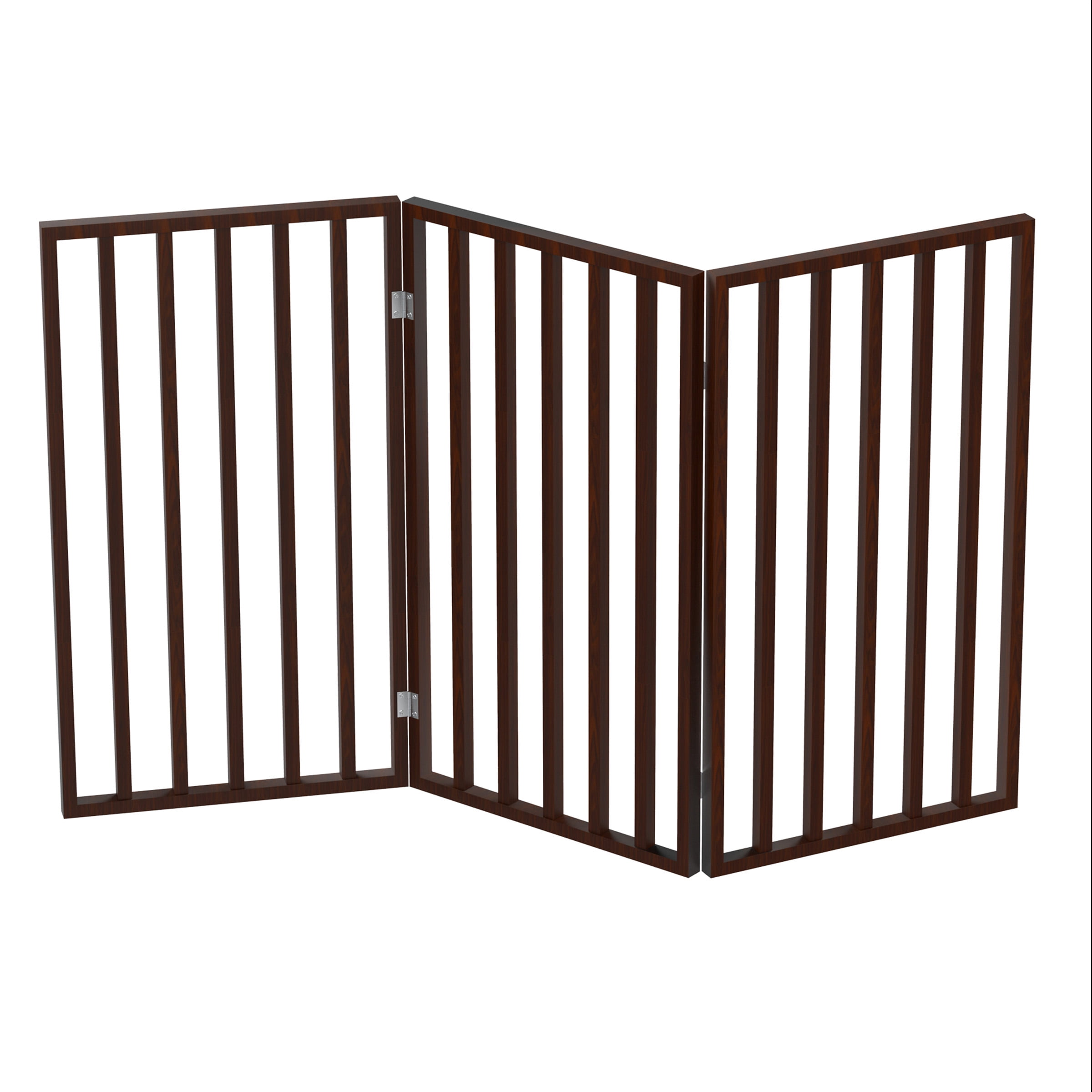 Wooden Pet Gate- Tall Freestanding 3-Panel Indoor Barrier Fence, Lightweight and Foldable for Dogs, Puppies, Pets- 54 x32â by PETMAKER (Dark Brown)