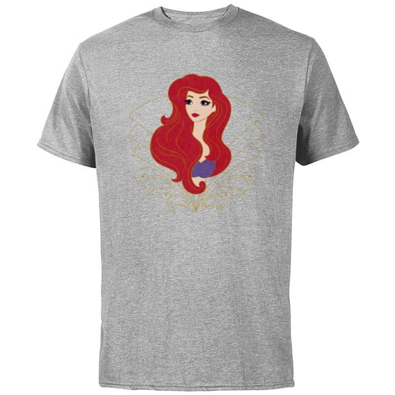 Disney Princess Ariel Modern Art Deco Style - Short Sleeve Cotton T-Shirt for Adults - Customized-Athletic Heather