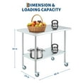 thumbnail image 3 of EDTara Table de Préparation Commerciale en Acier Inoxydable avec 4 Roues, Établi de Cuisine 48x24 Pouces, Tablette Inférieure Réglable, Table Robuste Parfaite pour Restaurants, Garages et Cuisine Extérieure, 3 of 7