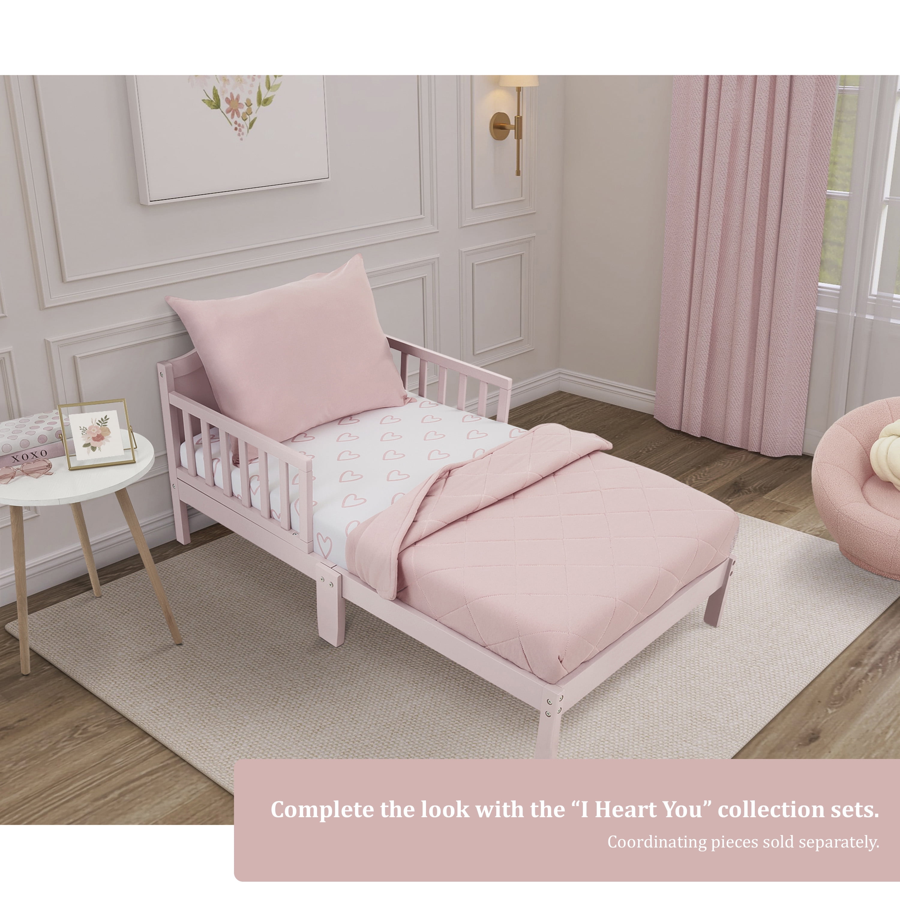 Evolur I Heart You Collection ( 2pc Sheet Set ), Baby Pink & Heart Print