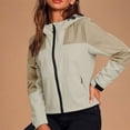 thumbnail image 6 of QUNYINEY Colorblock Womens Rain Jackets Casual Hooded Zip up Waterproof Lightweight Raincoats Hiking Long Sleeve Windbreaker Coat for Women, 6 of 9