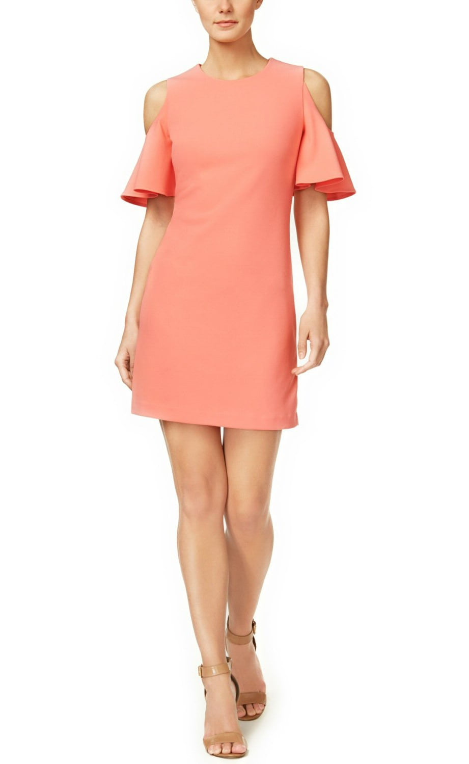 Calvin Klein - Calvin Klein Off-The-Shoulder Ruffle Sheath Dress ...