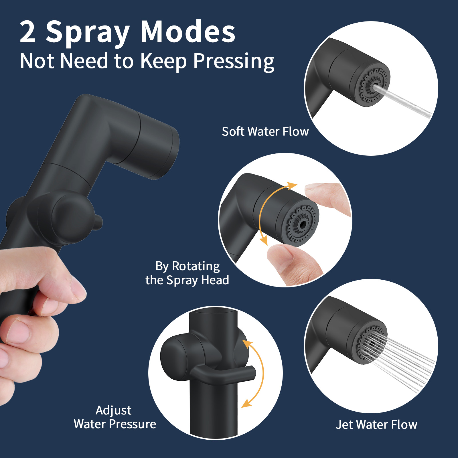 KAIYING Handheld Bidet Sprayer for Toilet, Baby Cloth Diaper Sprayer, Toilet Sprayer Attachment(Mate Black)