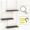 thumbnail image 4 of Hanging Shelves for Wall, 3 Tier Boho Wall Decor Plant Rack Floating Shelves Rope Rustic Wood Organizer Storage Hanger for Aesthetic Home Bedroom Kitchen Bathroom- Rustic Brown-HQQ8, 4 of 7