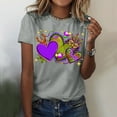 thumbnail image 4 of TSADFHJI Hauts Mignons pour Adolescentes Femmes T-Shirts Imprimés Mardi Décontractés Col Rond Manches Courtes Tunique Blouse TG Gris, 4 of 5