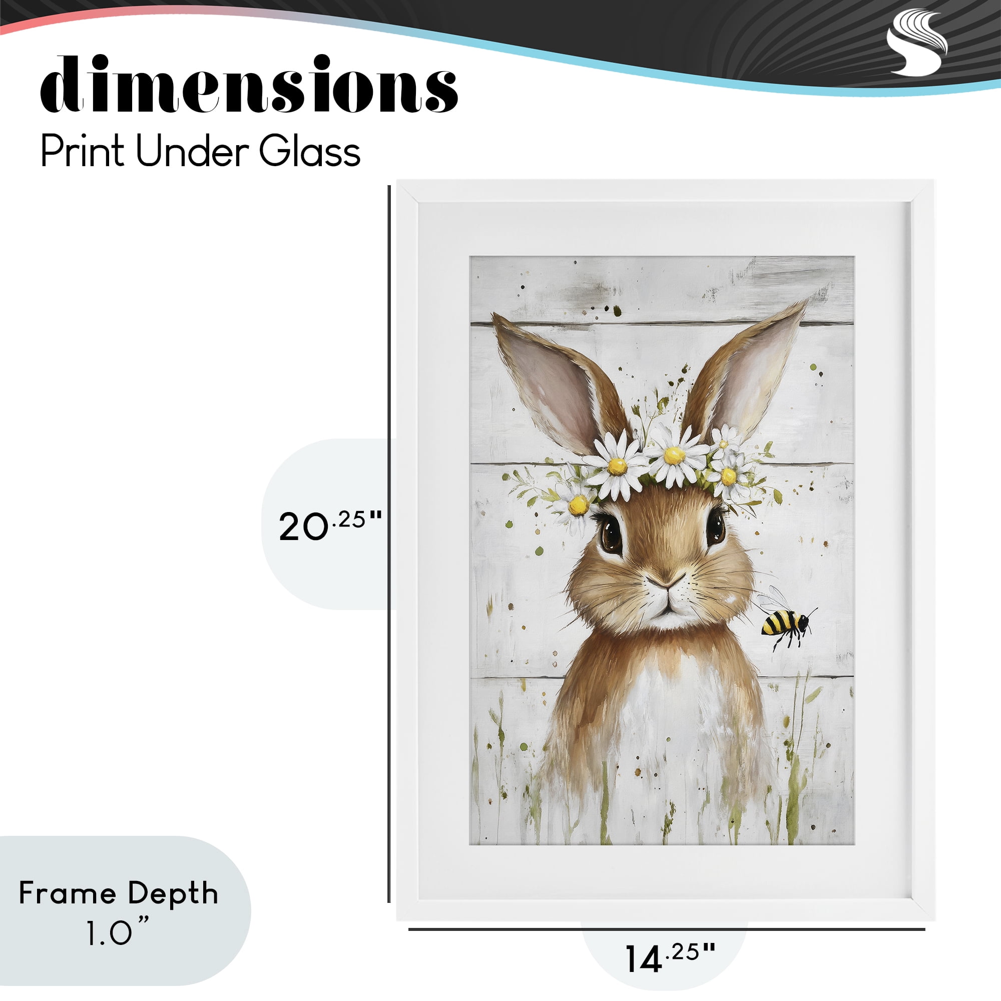 Stupell Industries The Bunny & The Bee White Framed Print Under Glass, design by Tina LeCour