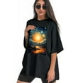thumbnail image 3 of Plus Size Shirt for Women Black Tops for Women Short Sleeves Shirt for Women Night Sky T Shirt Crewneck Shirt for Women XS, 3 of 5