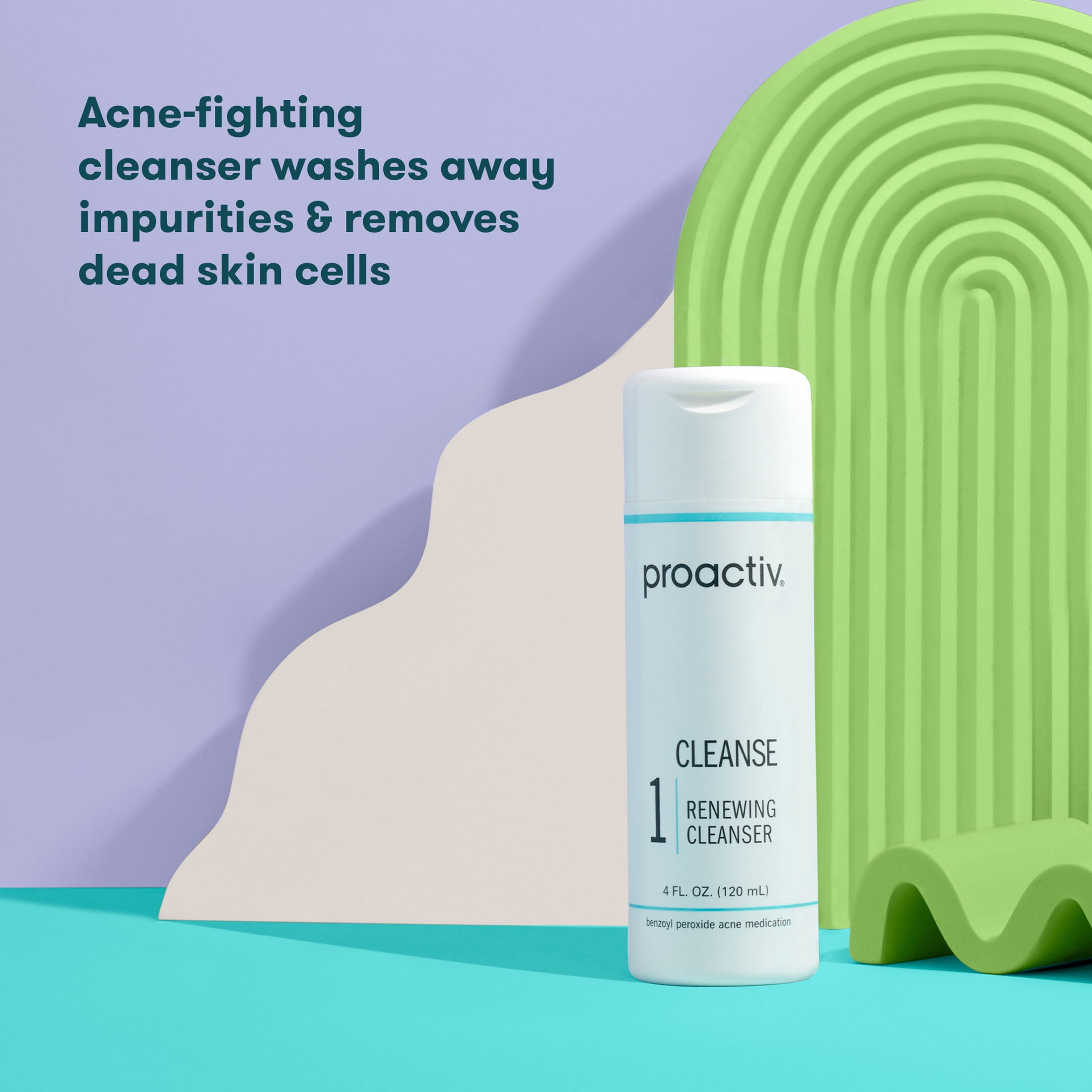 Proactiv Solution Renewing Cleanser, Daily Acne Cleanser with Benzoyl Peroxide and Exfoliating Beads, 60-Day Supply, 4 Fl Oz