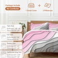 thumbnail image 6 of 3 Piece Pink Grey Ombre Duvet Cover Set Queen Size,Microfiber Comforter/Quilt Cover with Corner Ties and 2 Pillowcases,Modern Geometric Abstract Aesthetics Cream Soft Bedding with Zipper Closure, 6 of 8