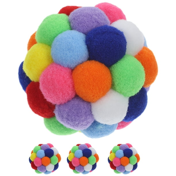 4 bolas de juguete para gatos con campanas, bolas peludas para gatos, juguetes interactivos para gatos, juguetes de bolas para gatos de interior