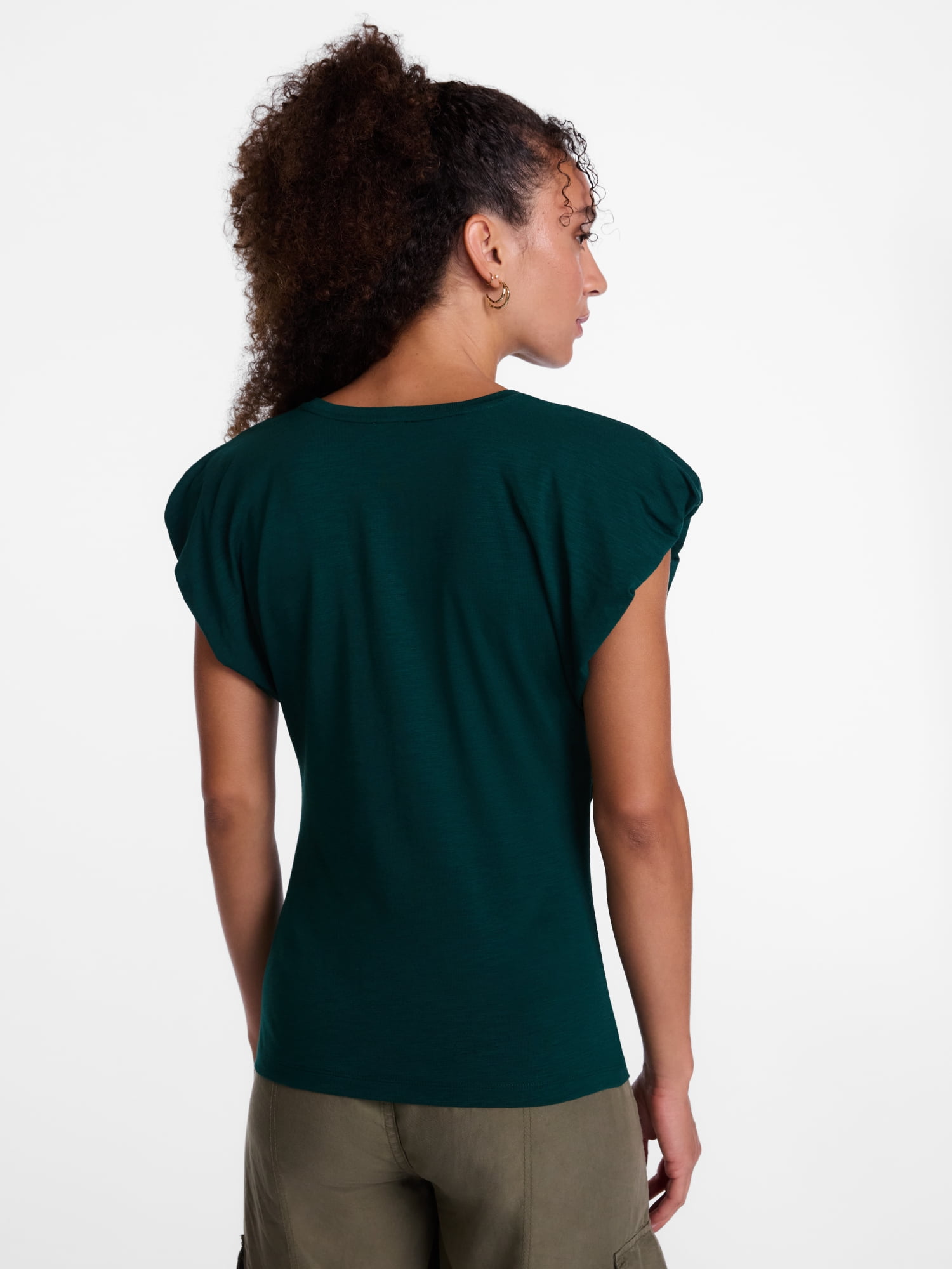 Scenario Women's and Women's Plus Tee with Short Bubble Cap Sleeves, Sizes XS-4X