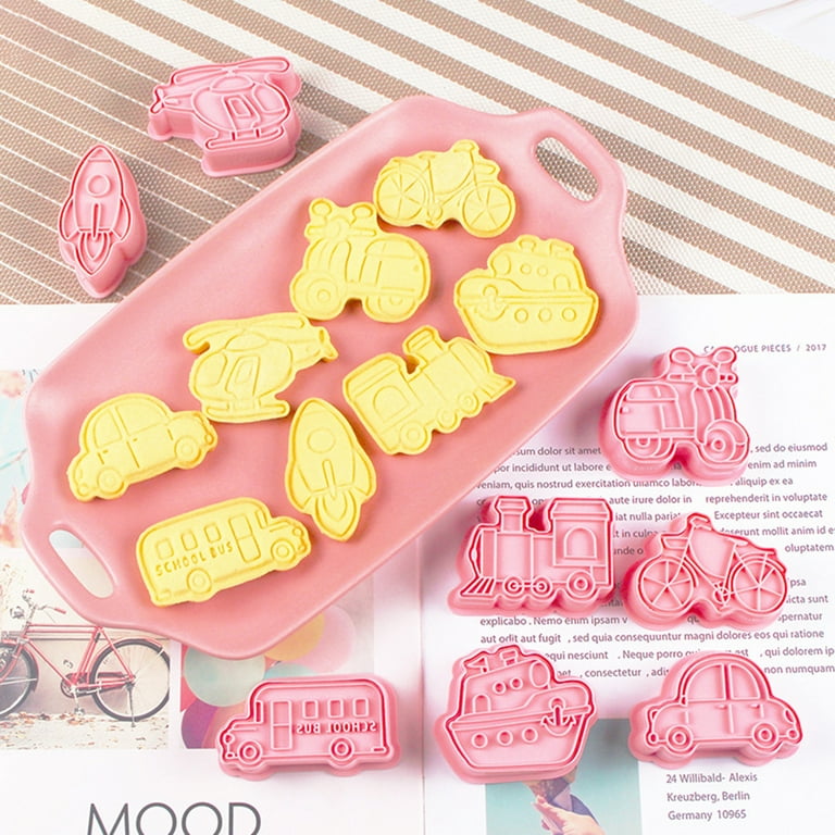 Xinhuadsh 8Pcs Cookie Molds Food-grade Smooth Surface Multiple Shapes  Easy-Demoulding Non-stick DIY Making Reusable 3D Cake Plunger Moulds  Kitchen