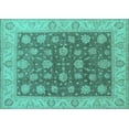 thumbnail image 1 of Ahgly Company Machine Washable Indoor Rectangle Oriental Turquoise Blue Traditional Area Rugs, 5' x 7', 1 of 4