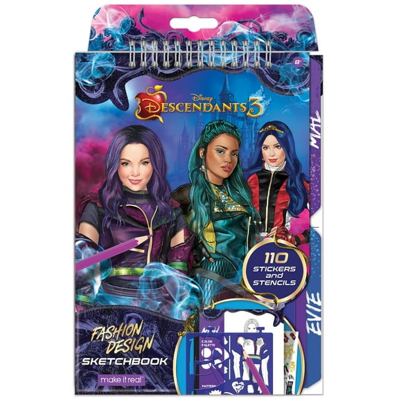 Disney Descendants 3: Fashion Design Sketchbook - Make It Real, Includes 110 Stickers & Stencils, Draw Sketch & Create, Fashion Coloring Book, Tweens & Girls, Kids Ages 6 